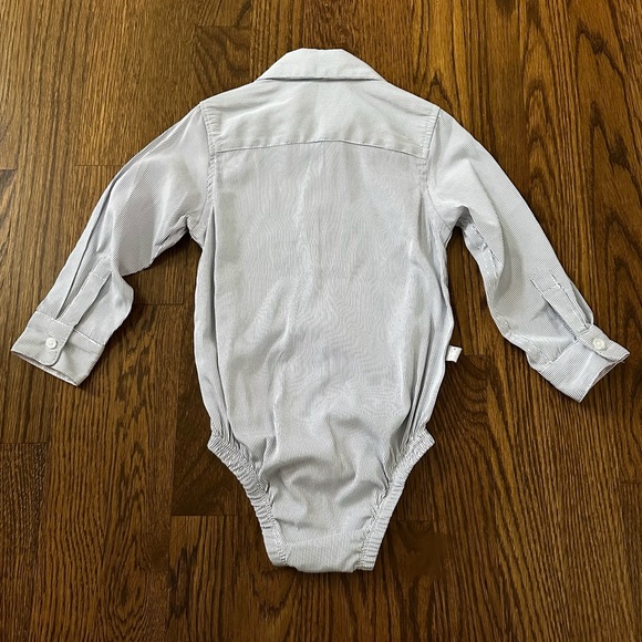 Frenchie Mini Couture striped button down onesie bodysuit, size 18M - Picture 2 of 6